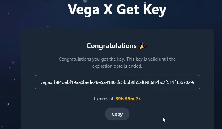 Getting key notification of vega x executor 